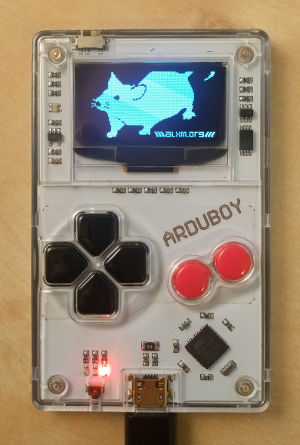 ArduboyMouse running on an Arduboy